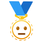 medal za 1. miejsce + twarz otoczona linią przerywaną