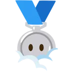 Silbermedaille + Gesicht in Wolken