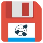 smiling face with hearts + floppy disk