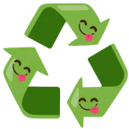 recycling symbol + face savoring food
