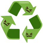 recycling symbol + confounded face