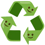 recycling symbol + slightly smiling face
