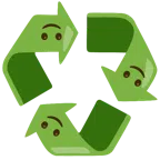 recycling symbol + upside-down face