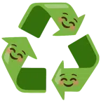 recycling symbol + smiling face