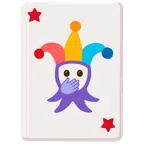 Jokerkarte + Gesicht mit offenen Augen und Hand über dem Mund