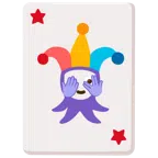 Jokerkarte + Gesicht mit durch die Finger linsendem Auge