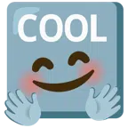 COOL button + smiling face with open hands