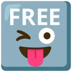 FREE button + winking face with tongue