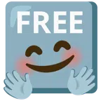 FREE button + smiling face with open hands