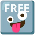 FREE button + zany face