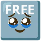 FREE button + face holding back tears