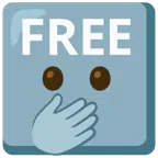 FREE button + face with open eyes and hand over mouth