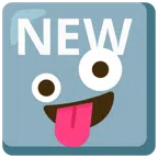 NEW button + zany face