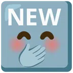 NEW button + face with hand over mouth