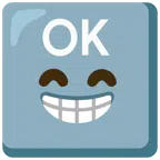 OK button + beaming face with smiling eyes