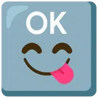 OK button + face savoring food