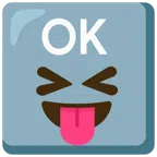 OK button + squinting face with tongue
