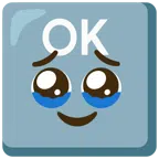 OK button + face holding back tears