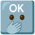 OK button + face with open eyes and hand over mouth