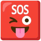 SOS button + winking face with tongue