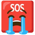 SOS button + loudly crying face