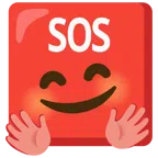 SOS button + smiling face with open hands