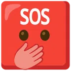 SOS button + face with open eyes and hand over mouth