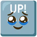 UP! button + face holding back tears