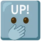 UP! button + face with open eyes and hand over mouth