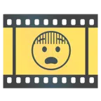 Filmstreifen + ängstliches Gesicht
