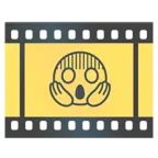 Filmstreifen + vor Angst schreiendes Gesicht