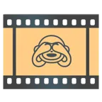 Filmstreifen + sich die Augen zuhaltendes Affengesicht