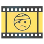 Filmstreifen + Gesicht mit Kopfverband
