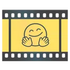 Filmstreifen + Gesicht mit umarmenden Händen