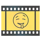 Filmstreifen + sabberndes Gesicht