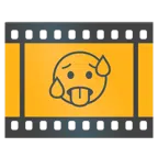 Filmstreifen + schwitzendes Gesicht