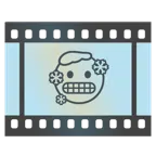 Filmstreifen + frierendes Gesicht