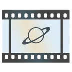 taśma filmowa + planeta z pierścieniami