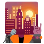 Mikrofon + Sonnenuntergang in der Stadt