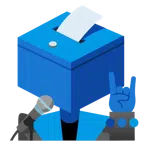 Mikrofon + Urne mit Wahlzettel