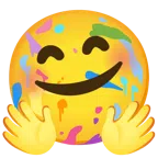 Mischpalette + Gesicht mit umarmenden Händen