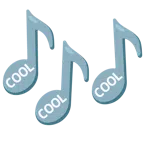 musical notes + COOL button
