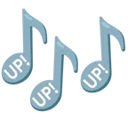 musical notes + UP! button