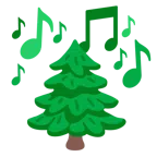 musical notes + evergreen tree