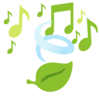 musical notes + leaf fluttering in wind