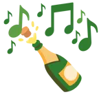 musical notes + bottle with popping cork