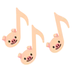 musical notes + pig face