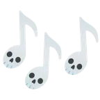 musical notes + skull