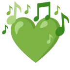 musical notes + green heart