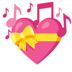 musical notes + heart with ribbon